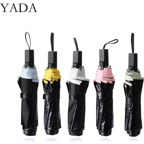 YADA INS Pure Business 3-Folding Umbrella Fold Women Man UV Rainproof Umbrella Parasol Rain Sun Solid Color Umbrellas YD200269