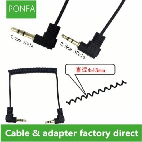 2.5mmmale to3.5mmMaleM/M90 Degree Plug Audio Coiled Spiral Connect Cable Cord 1.5m