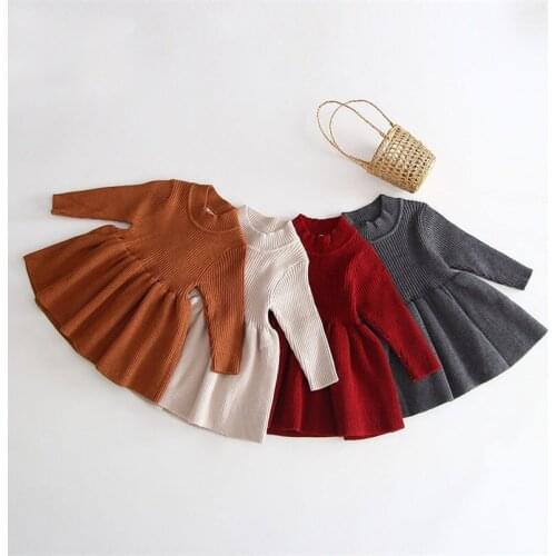 Warm baby dress autumn winter thick kids dresses for girls clothing toddler costumes infant sweater dress children outfits