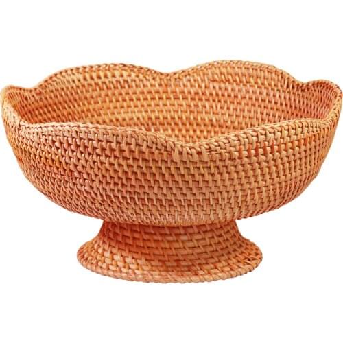 Rattan Woven Snacks Candy Storage Basket Fruit Plate Vegetables Restaurant Food Suitable For Various Occasions Kitchen Organizer