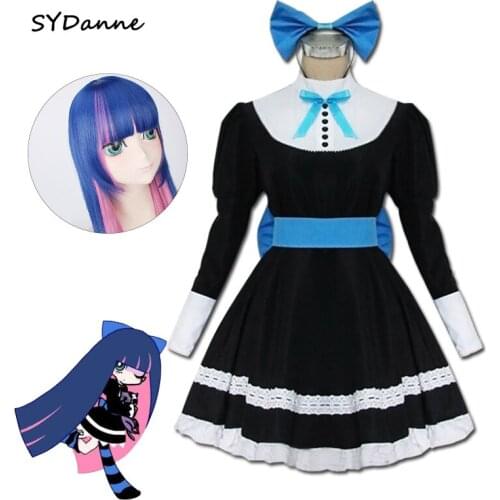 Panty&Stocking with Garterbelt cosplay Heroine Anarchy Stocking Black Dres Cosplay Costume women Lolita Maid Suits party Uniform