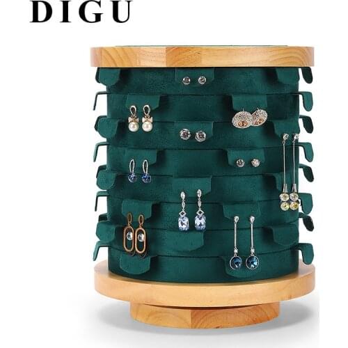 Solid wood 360-degree rotating earrings earrings display stand earrings storage display stand live broadcast special booth