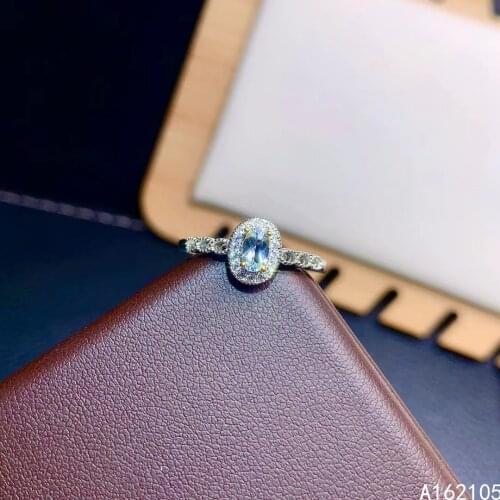 925 Pure Silver Chinese Style Natural Aquamarine Womens Luxury Popular Simple Oval Adjustable Gem Ring Fine Jewelry Support Det