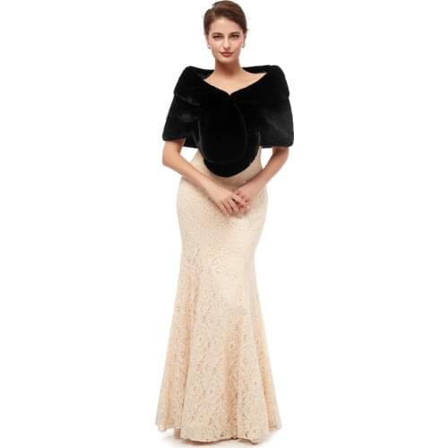 H&S BRIDAL Bride Winter Warm Faux Fur Shawl Jacket Shrug Fur Wrap Stole Cape for Wedding Evening Party