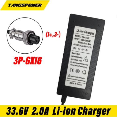 33.6V 2A Li-ion 1PC GX16 Smart Battery Charger li-poly for 8series 28.8V 29.6V Ebike e-bike li-po Battery