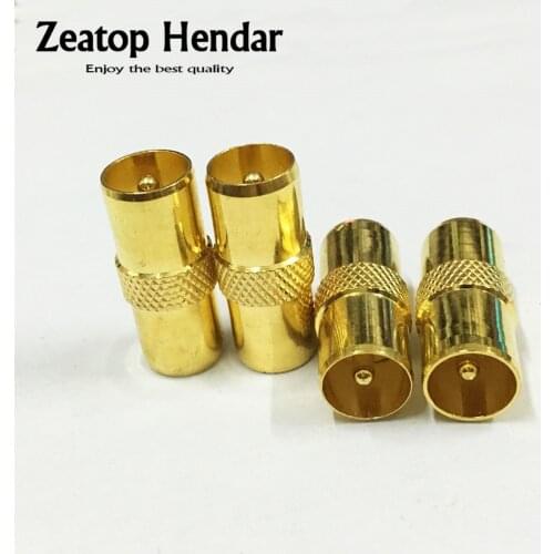 10Pcs Gold Coaxial Coax RF Adapter Connectors TV PAL Male to TV Male M/M Plug