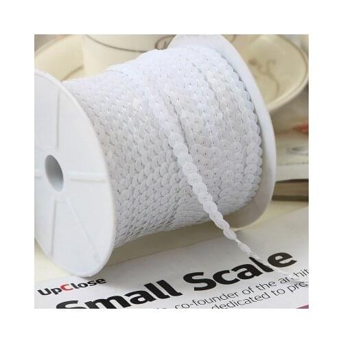 100 yards 6mm Beautiful white Sequin Ribbon Trim Craft Sewing Trimming Jewelry Accessories Decoration