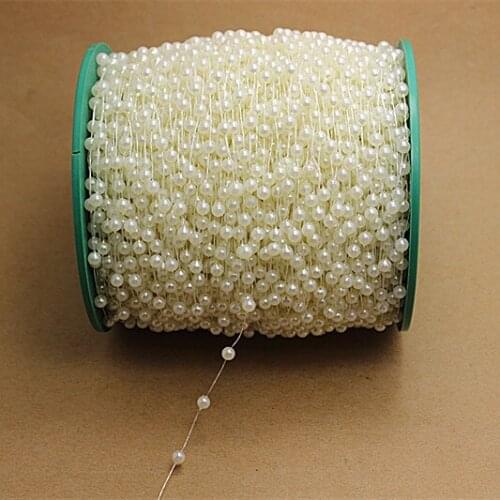 120m/roll 4mm Round ABS Pearls Connection Strings Chain DIY Wedding Dress Decoration,vb003