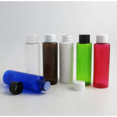 30 x 100ml PET Plastic cream dispensing bottle with plastic cap blue amber green white clear red skin-care shampoo container