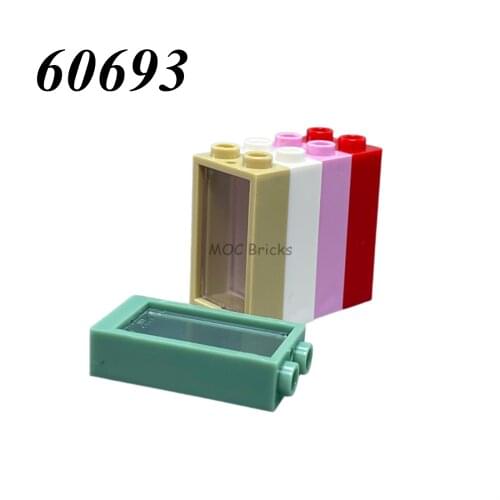 50pcs/lot MOC Bricks Window 1 x 2 x 3 Flat Front fit with 60593 glass 60602 Building blocks toys Action figure kids gifts