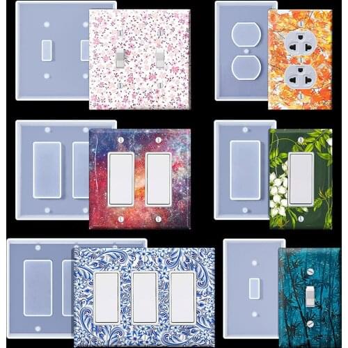 6Pcs Switch Seat Panel Transparent Homemade Mold Creative Silicone Crystal Epoxy Home DIY Switch Mold Accessories Making Tool