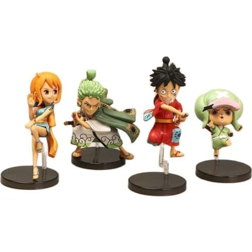 7cm Q Styles Anime Figure One Piece GK Luffy Nami Zoro Chopper PVC Action Figure Collectible Model Children Gift Toys