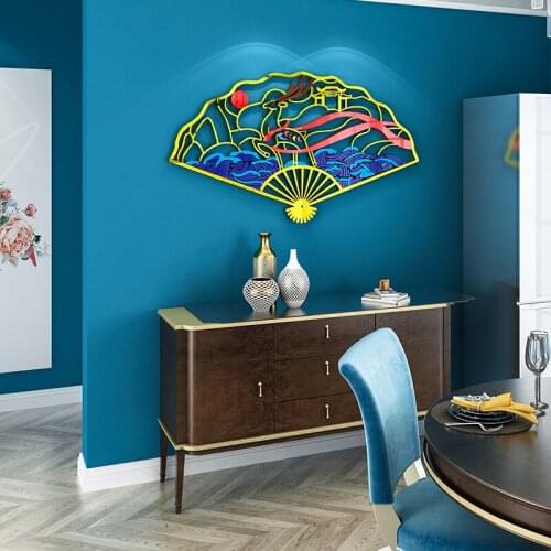 Chinese style classical fan Acrylic Wall Sticker 3D stereo living room Entrance restaurant background room Layout Wall Sticker