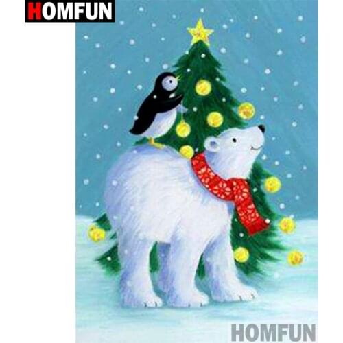 HOMFUN Full Square/Round Drill 5D DIY Diamond Painting "Penguin bear" Embroidery Cross Stitch 5D Home Decor Gift A16613