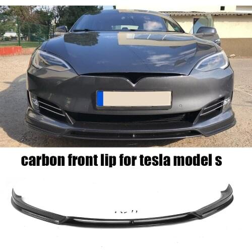 Carbon Fiber Car Racing Front Bumper Lip for Tesla Model S 70D P85D 90D P100D Sedan 4 Door 16-17 FRP Black Car Accessories