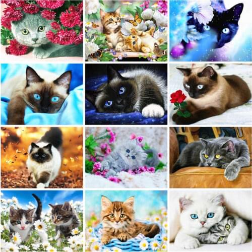 AZQSD Diamond Painting Full Square Cat Embroidery Animal Needlework Picture Of Rhinestones 5d Diy Handmade Home Decor Gift