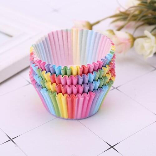 100 Pcs Colorful Rainbow Paper Cake Cupcake Liners Baking Muffin Cup Case Party
