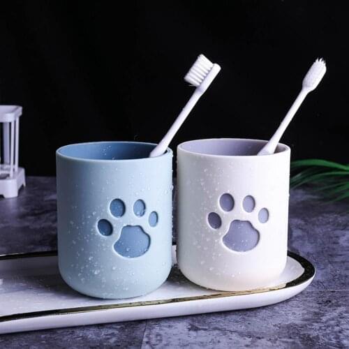 Toothbrush Tumbler Cup Protection PP Cartoon Cat Puppy Kitty Claw Printed Wash Cup Brushes Holder Bathroom Accessories