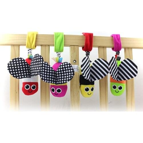 Baby Rattles hanging Bee with sound Cute Animal Infant Baby Crib Stroller Toy 0-12 months Plush Butterfly Bed Play Doll B0952