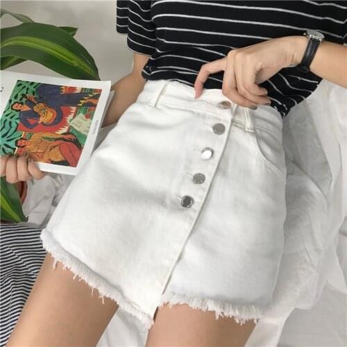 Irregular 4XL Plus Size Sexy Womens Denim Skirts Shorts Single Breasted Wide Legs White Hotpants Cotton Feminino Jeans Skirt