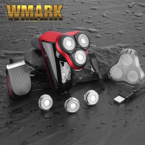 Wmark Electric Shaver Balding Head Polish Hair Clippers Womens Hair Remover USB Rechargeable Razor 3 blade Shavers Washable