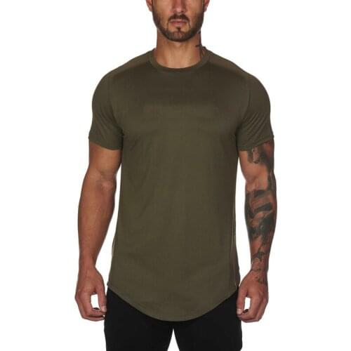 2021 Summer Mens Sports T-shirt Fitness Training Jogging Speed Dry Elastic Loose Breathable Short Sleeves