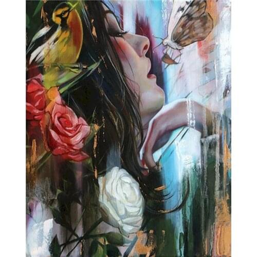 GATYZTORY Diy Painting By Numbers rose Beauty Handpainted Acrylic Canvas For Adults Handpainted Wall Art Picture Diy Gift