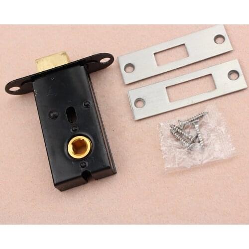 2PCS Black Wooden Door Brass bolt lock Flat Tongue Lock Mortice Tubular Latch Facility Sprung Catch For Bathroom Toilet