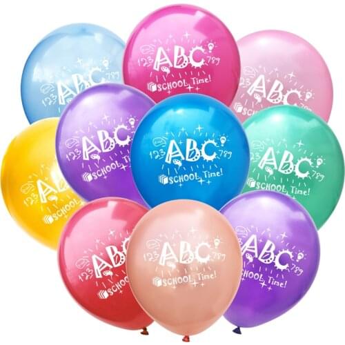 10pcs/set Back To School Time ABC Round Latex Foil Confetti Balloon Set Student Kids Party Term Begins Ceremony School Decor