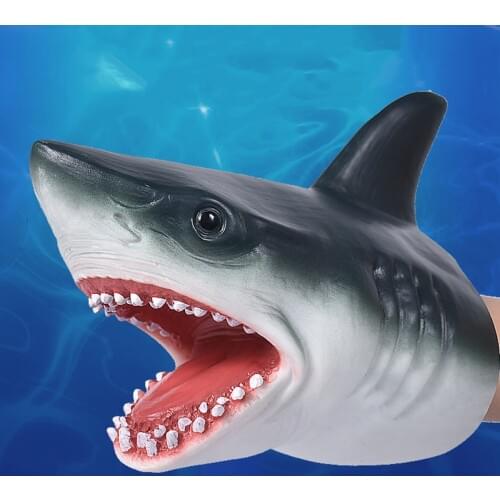 Shark Hand Puppet Non-toxic silicone Animal Head Hand Puppet Realistic Shark Model Figure Toy Christmas New Years gift for kids