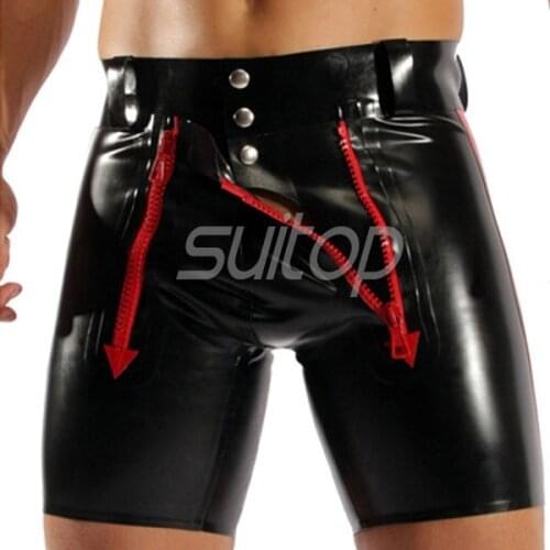 Latex riding breeches latex shorts underwearing with zip cod peice