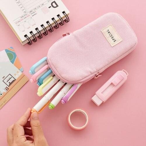Small Pencil Case Durable Office Stationery Organizer Pouch Cosmetic Bag for Girls and Boys JR Deals