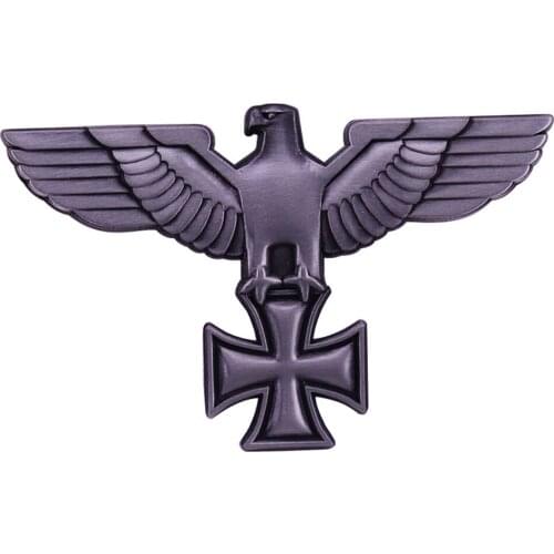 WWII WW2 GERMAN CROSS EAGLE METAL HAT BADGE PIN COCKADE