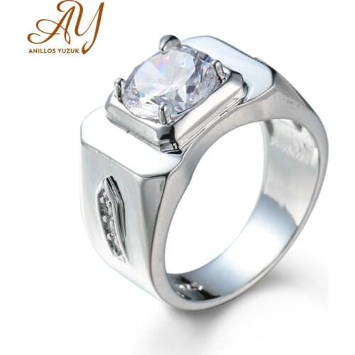 Anillos Yuzuk High Quality 925 Sterling Silver Wedding Ring Princess Square CZ Finger Rings For Men Silver Engagement Jewelry