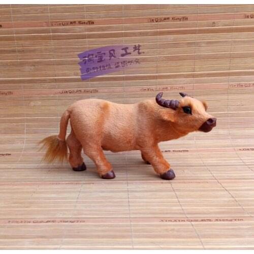 New simulation cattle model resin&fur buffalo model doll gift about 22x10x12cm 1884