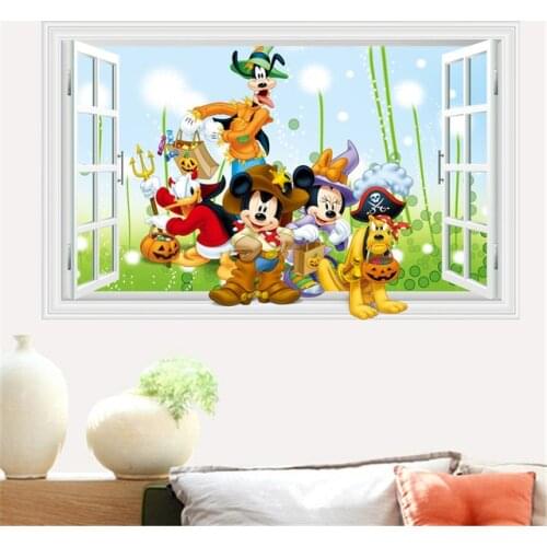 NEW Mickey Mouse Minnie mouse wall sticker children room nursery decoration diy adhesive mural removable vinyl wallpaper XY8126