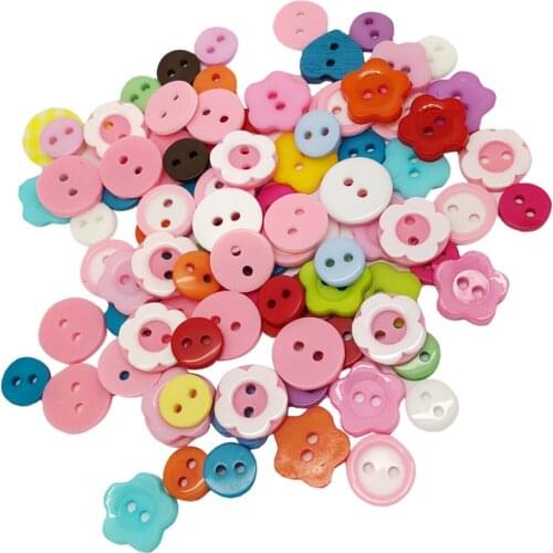 100Pcs Mixed Colors Resin Buttons Fit Sewing /Scrapbooking Children Gift