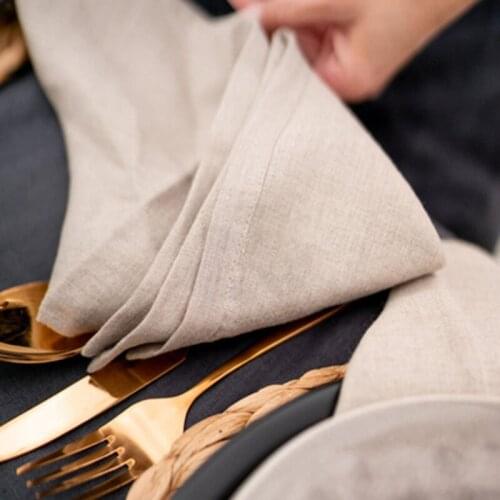 4Pcs Flax Table Linen Cloth Napkins 32*44cm Square Serving Napkin 45*45cm Bowl Plate Linen Placemat салфетка сервировочная