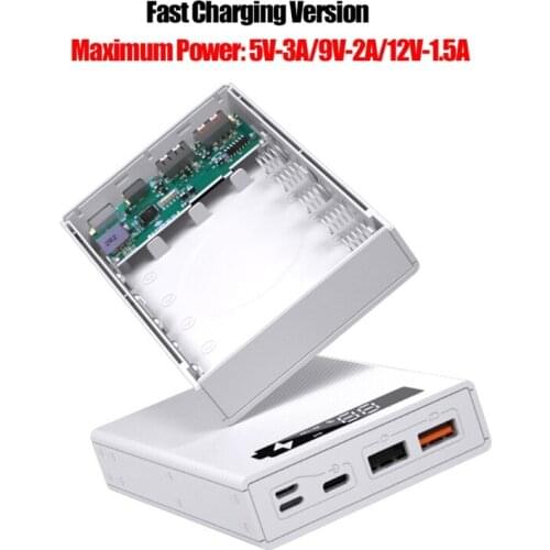 Detachable QC3.0 PD Quick Charge LCD Display DIY 5x18650 Battery Case Power Bank Shell without Battery Powerbank Protector