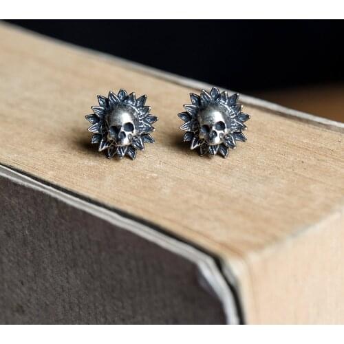 Silver Sun Flower Stud Earrings Lovely Women Earrings Vintage Party Wedding Jewelry Gifts for Women Jewelry Fashion Jewelry