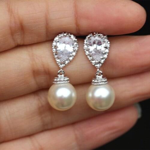 Huitan Aesthetic Simulated Pearl Earrings White/Pink Colors Elegant Women Accessories for Wedding Engagement New Fashion Jewelry
