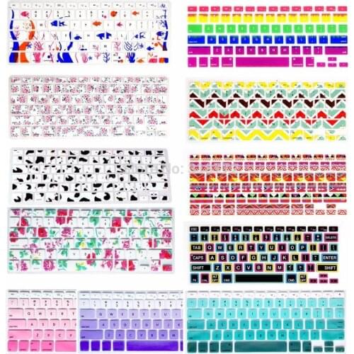 Silicone Flower Decal Rainbow Keyboard Cover Keypad Skin Protector For Apple Mac Macbook Pro 13 15 17 Air 13 Retina 13 US layout