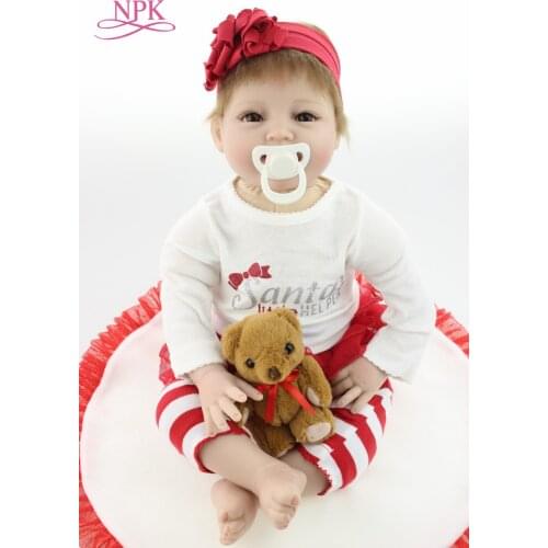 NPK 22" New Silicone vinyl Lifelike toddler Baby Bonecas girl kid doll bebes reborn menina de silicone toys for children