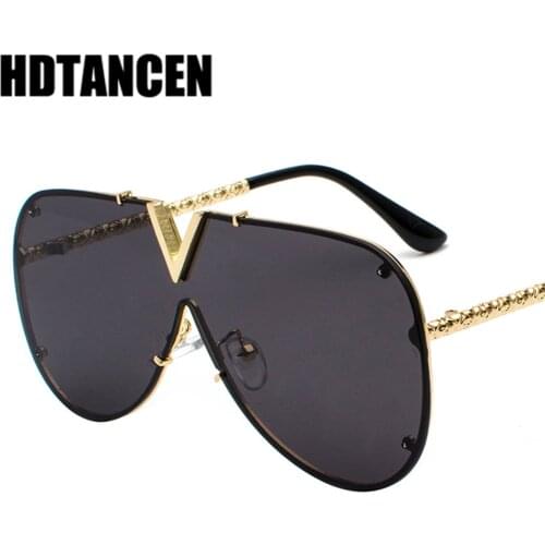 HDTANCEN 2019 Fashion Sunglasses Men Women Brand Design Metal Frame Oversized Personality High Quality Unisex Sun Glasses