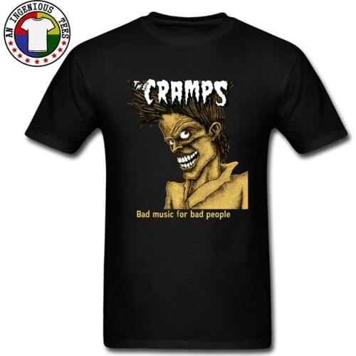 Cramps Crazy Top T-shirts HipHop Rock Music Adult T Shirt Casual Short Sleeve Clothing Shirt Bad Music For Bad People Shirts