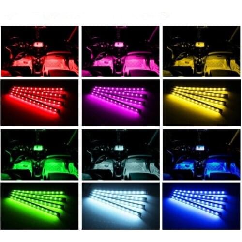 4pcs Car RGB LED Strip Light LED Car Interior Light With Remote 12V for ALFA ROMEO Mito 147 156 159 166 Giulietta for Citroen C1