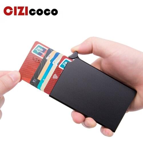 RFID Anti-theft Smart Wallet Thin ID Card Holder Unisex Automatically Solid Metal Bank Credit Card Holder Business Mini