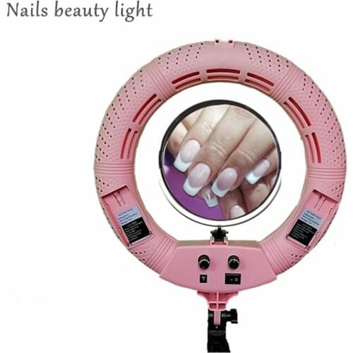 Yidoblo 12'' 38W pink FS-390II Bicolor SMD LED Selfie Ring Lights Nails beauty lights With Smart phone bracket /Bag