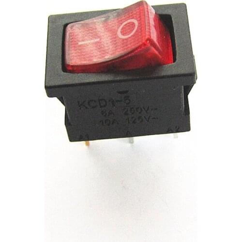15*21mm KCD1 On-Off 3Pin Boat Car Rocker Switch 6A/10A 250V/125V AC Red Button Power dispenser switch boat switch