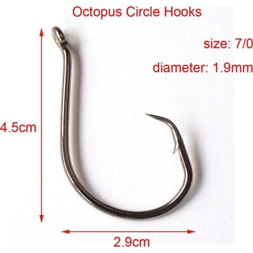 50pcs 7/0 High Carbon Steel Chemically Sharpened Octopus Fishing Hooks 7385 Ocean Fish Hook offset fishhooks